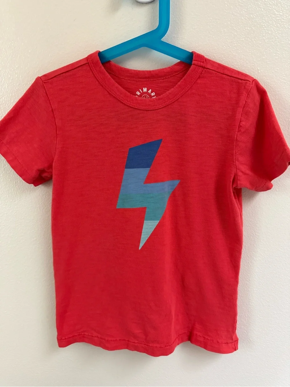 Primary Kids Bolt Tee with Blue-Green Lightning Bolt